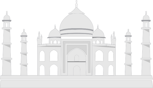 Vektortegning av Taj Mahal i grascale