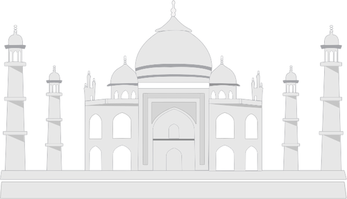 Vektor gambar Taj Mahal di grascale