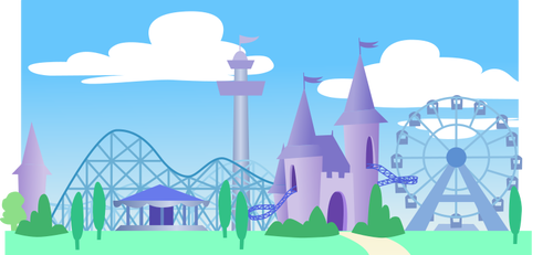 Theme park under en blå himmel vektorgrafik