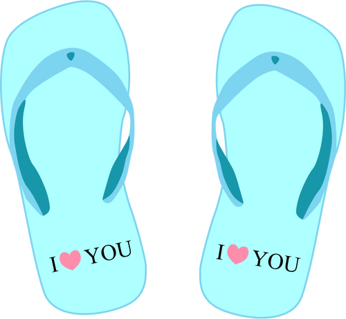 ClipArt vettoriali di flip flop con segno "Ti amo"