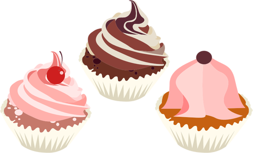Three delicious cupcakes