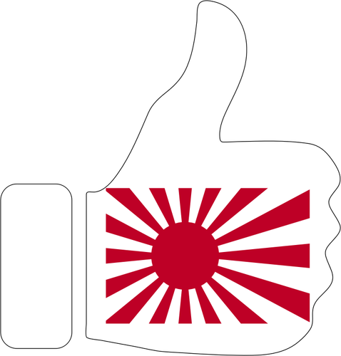 Pouce en l’air avec le symbole japonais