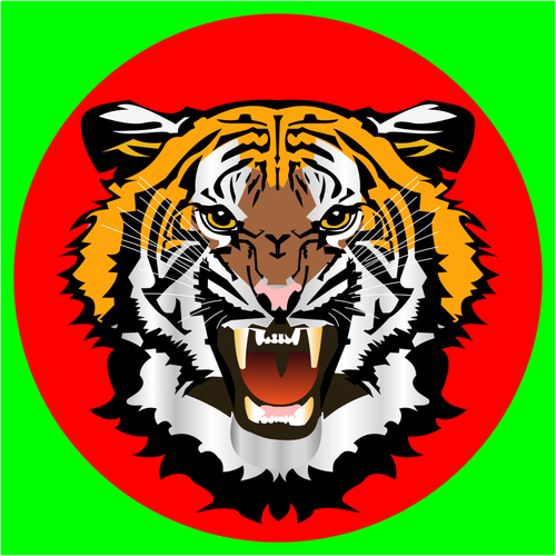 Tiger rot auf grün-Aufkleber-Vektor-ClipArt