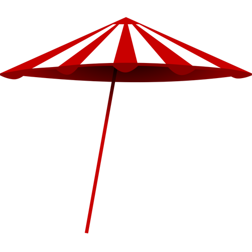 Red and white beach umbrella vector illustration