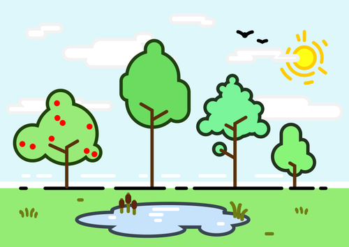 Vector illustratie van verschillende bomen