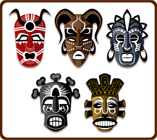 Imagem vetorial de conjunto de máscaras africanas