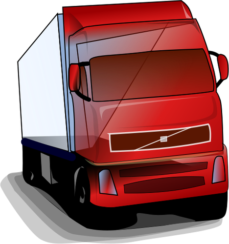 Векторные картинки красный грузовик на дороге
