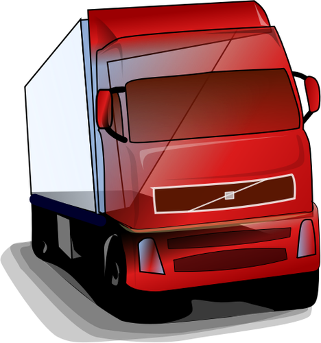 Vector clip art of red truck on the road