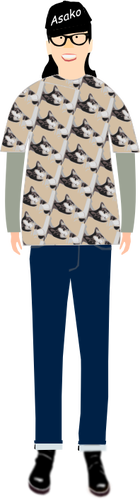 Vektorgrafik med trendiga killen i t-tröja med katt mönster