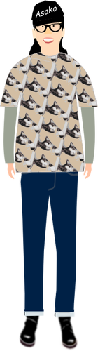 Gráficos vectoriales de moda hombre en camiseta con diseño de gato