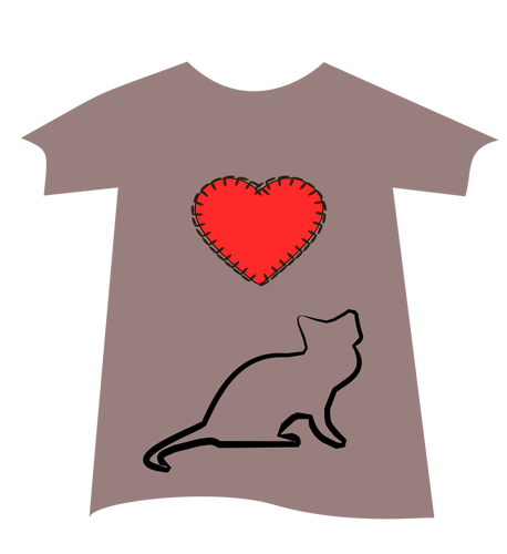 T 恤与猫和心