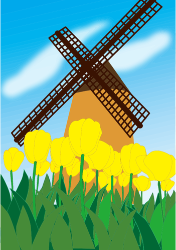 Tulpen und Windmühle