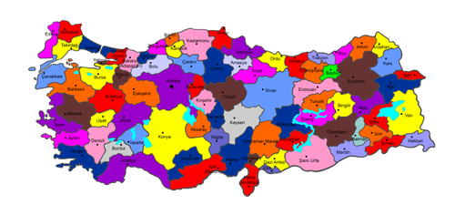 Provincies van Turkije vector tekening