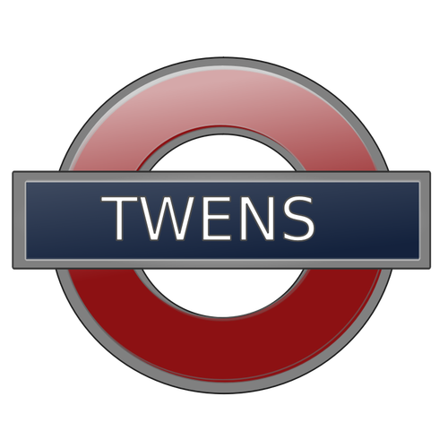 伦敦地铁站标志为 Twens 矢量图。
