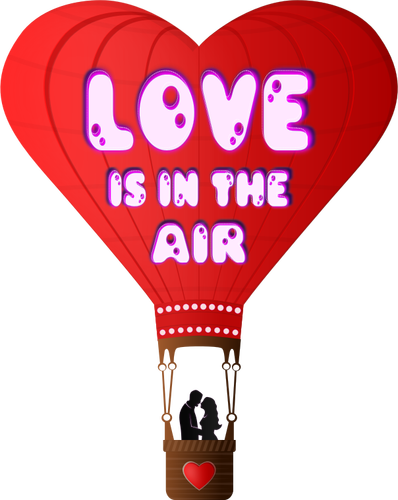 矢量图的情人节球囊导管与刻字的爱是在空气中