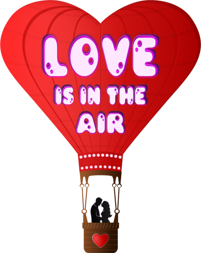 Ilustración vectorial del globo del día de San Valentín con Letras de amor está en el aire