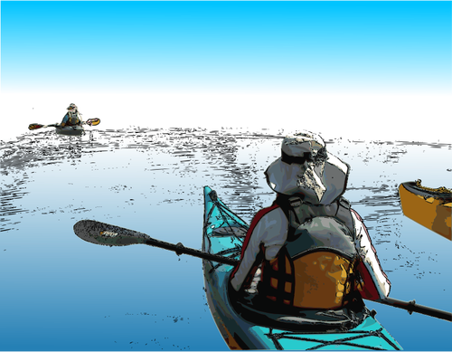Kayakers venturing vectorafbeeldingen