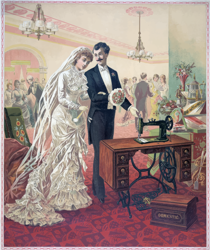 Vintage brudeparet illustrasjon