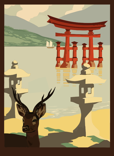 Imagen vectorial de Miyajima Torii