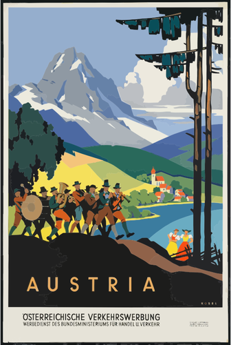 Clip-art vector de vintage viagens Áustria cartaz