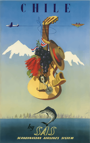 Poster di viaggio vintage del Cile