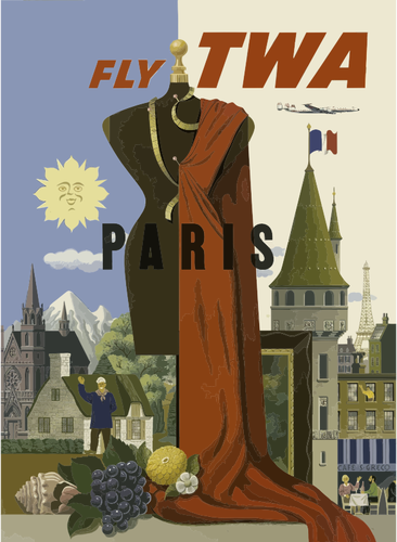 Vektör küçük resim Paris Vintage seyahat poster