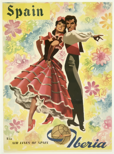 Ilustração em vetor do espanhol viagens vintage poster