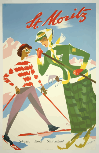 Prediseñadas de vector de St Moritz vintage viajes cartel