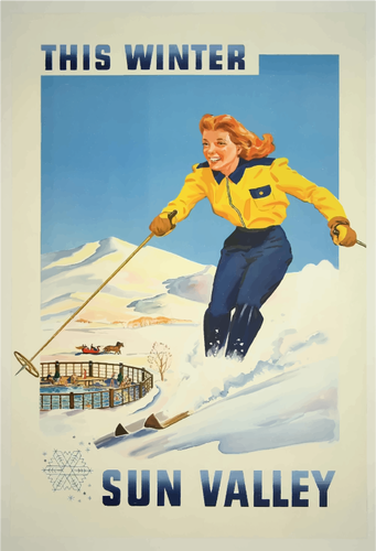 शीतकालीन रिजॉर्ट के विंटेज पोस्टर