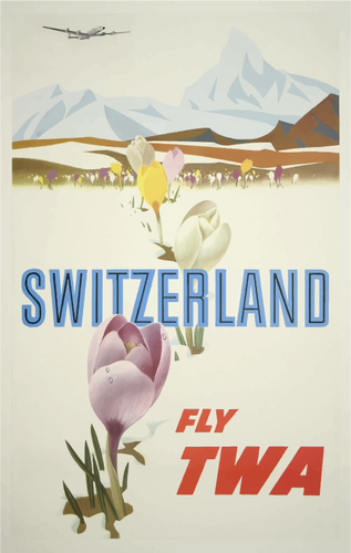 Volar de gráficos vectoriales TWA viajes vintage poster