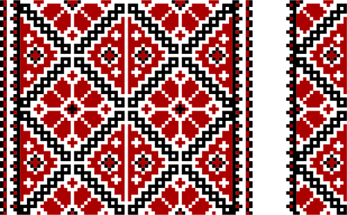 यूक्रेनी कढ़ाई में काले और लाल वेक्टर क्लिप आर्ट