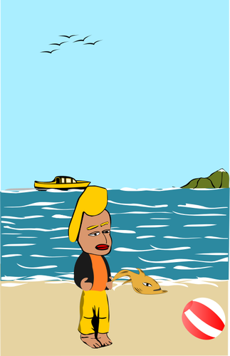 Frau zu Fuß an den Strand-Vektor-ClipArt