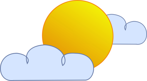 Sininen ja keltainen symboli osittain pilviseen taivasvektori clipart-kuvaan