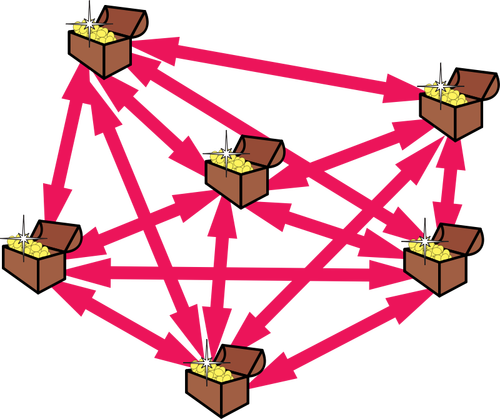 Vector de la imagen de la primitiva estructura WEB con ollas de oro