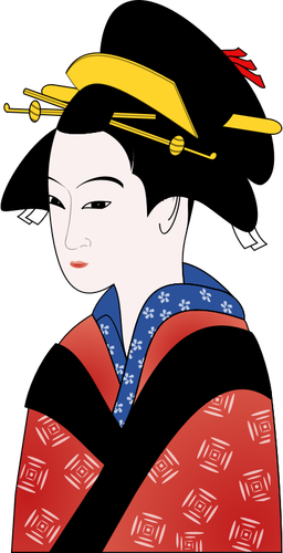 Japonská žena v červené kimono vektorové grafiky