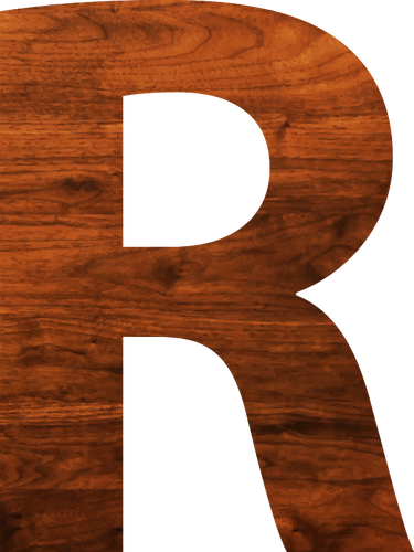 R in wooden texture