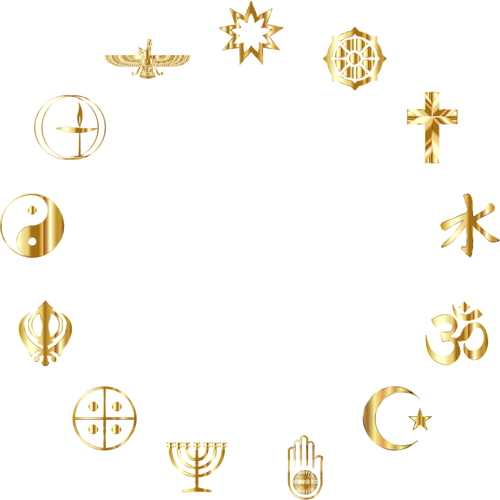 Golden religious symbols