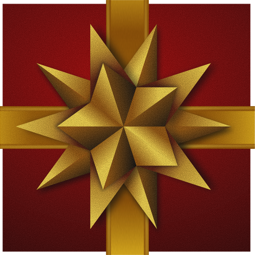 Vánoční dárková krabička s dekorativní zlatých hvězd vektorové kreslení
