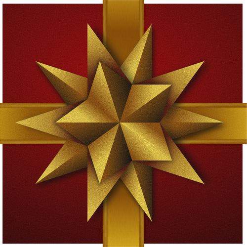 De doos van de gift van Kerstmis met decoratieve gouden sterren vector tekening