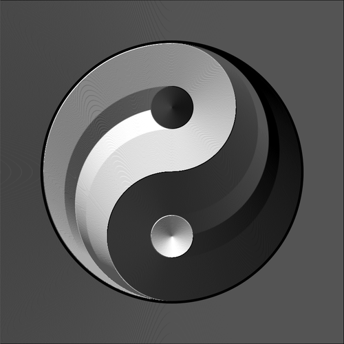 Signo de Ying yang en color oro brillante dibujo