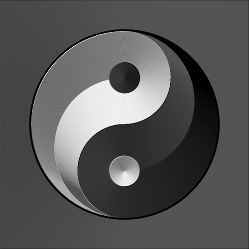 Vector illustraties van ying yang teken in zilveren en zwarte kleur voor de kleurovergang