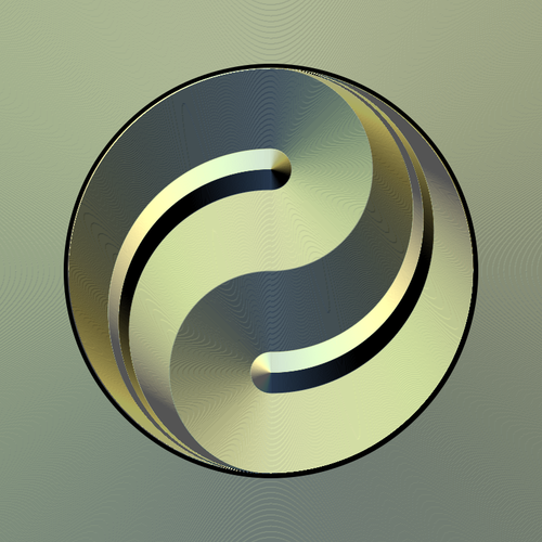 Sinal de ying yang em cor de ouro gradual de desenho
