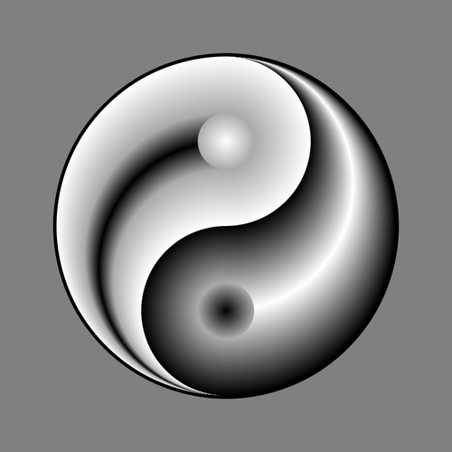 Ying yang tecknet i gradvis silver och svart färg ClipArt