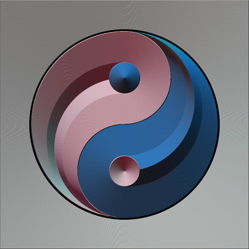 Ying yang sinal na cor azul e rosa gradual clip-art