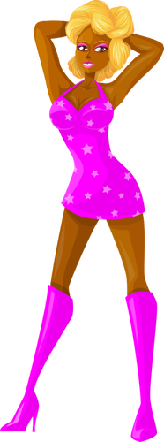 Modelo alto na roupa cor-de-rosa
