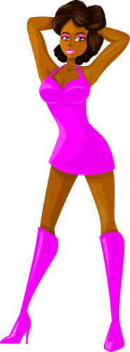 Stripper lady en vestido rosa
