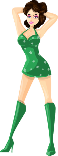 Young lady in green clothes vector image