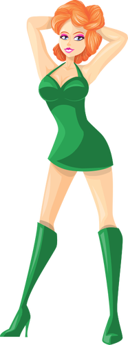 נערה בבגדים ירוקים