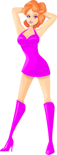 Red-head in pink clothes