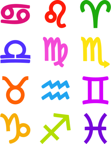 Immagine di vettore di simboli zodiacali grassetto